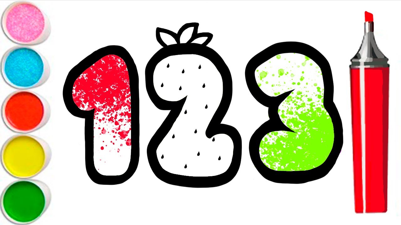 Draw numbers and berries 1 2 3 | Рисунок цифры 1 2 3 | संख्या और जामुन 123 ड्रा
