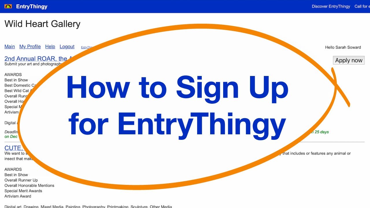 How to Sign Up and Enter Art on Entrythingy