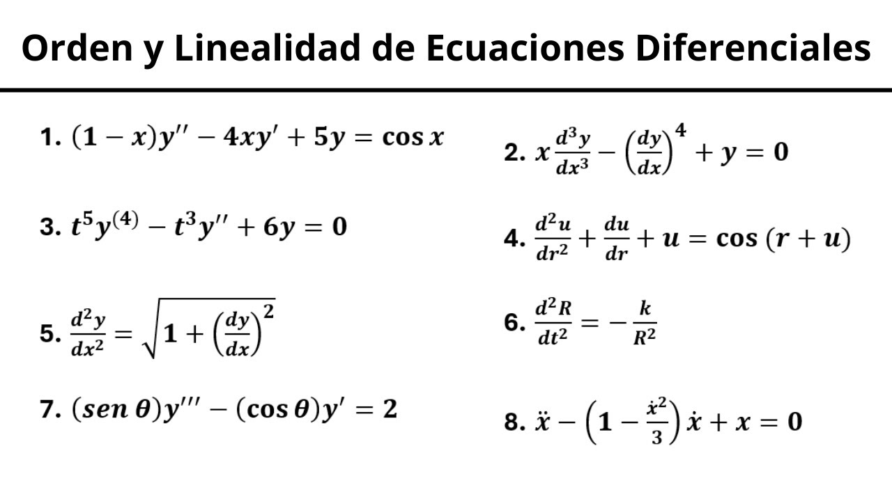 Orden y Linealidad de Ecuaciones Diferenciales
