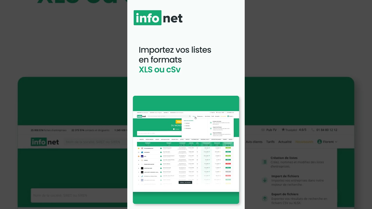Importer et enrichir des bases de donn&eacute;es d'entreprises sur infonet.fr