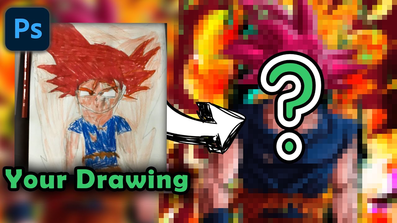 Drawing Goku Surge of Divinity | Redraw fan's Drawing in Photoshop