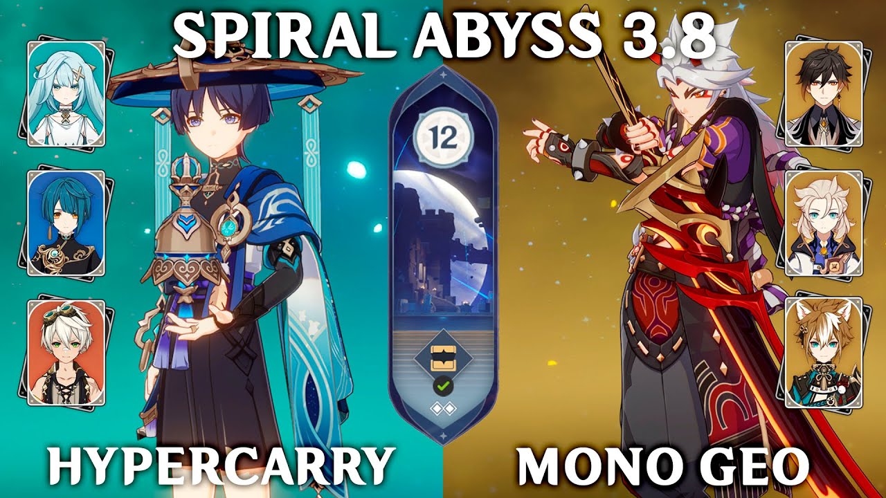Spiral Abyss 3.8 Floor 12 (9 Stars). Wanderer c1 Hypercarry and Itto c0 Mono Geo. Genshin Impact 3.8