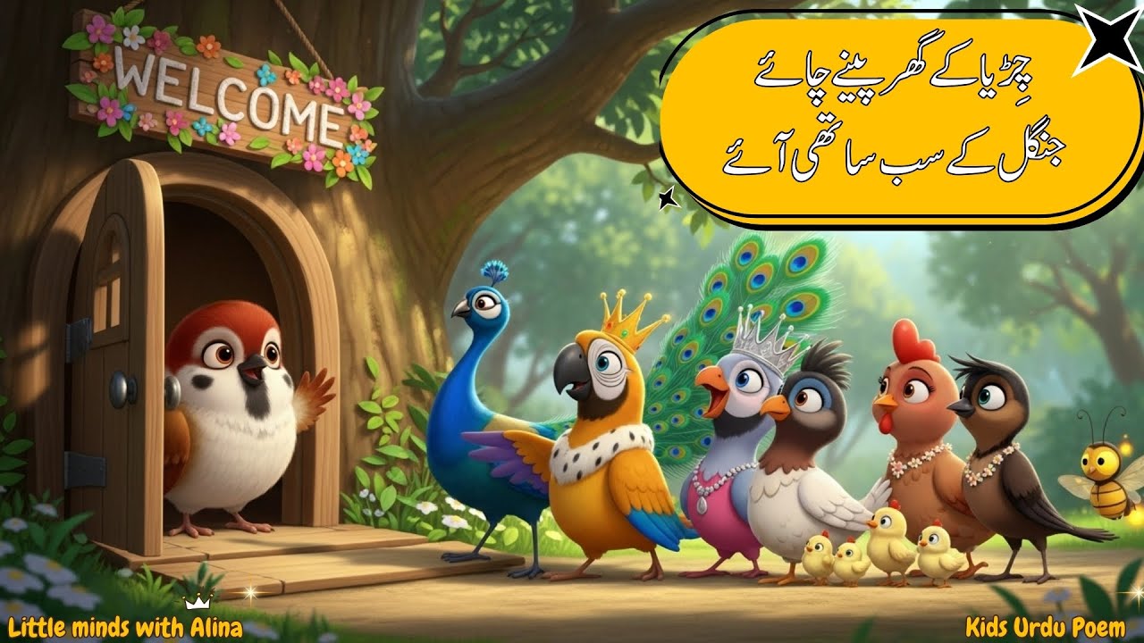 Chidiya Ke Ghar Peene Chai | New Urdu & Hindi Nursery Rhymes for Children | Kids Urdu Poem