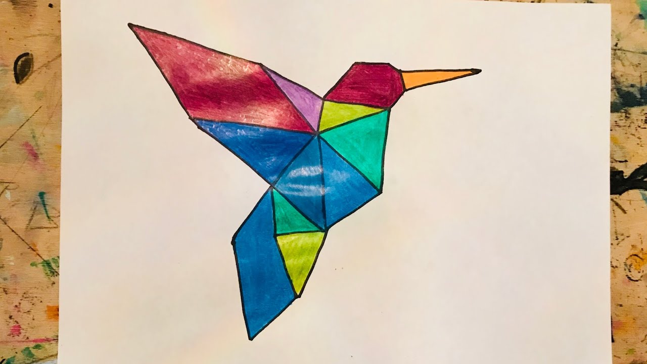 Çok kolay geometrik kuş çizimi | kübizm