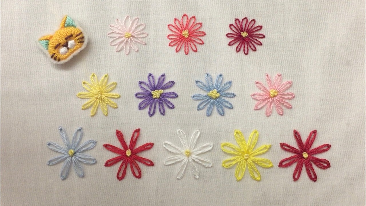 刺繡－雛菊繡 | Hand Embroidery - Daisy Stitch (12 Flowers)