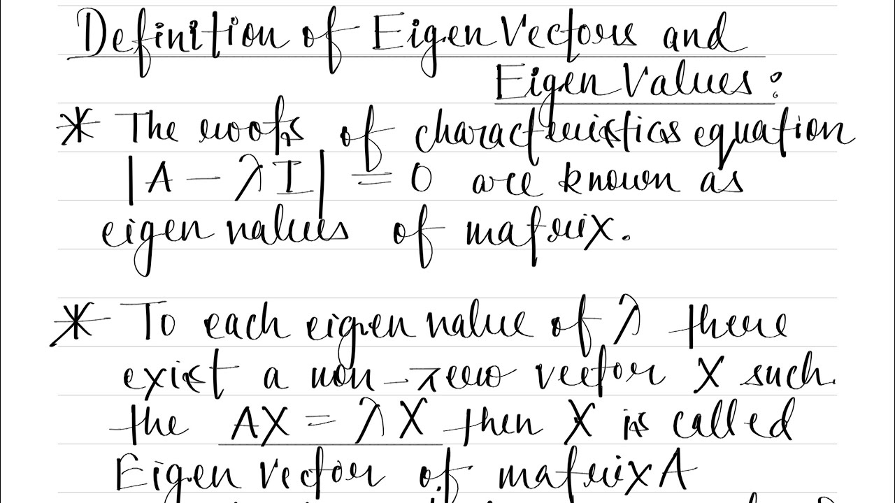 Definition Of Eigen Value/Eigen Vectors 