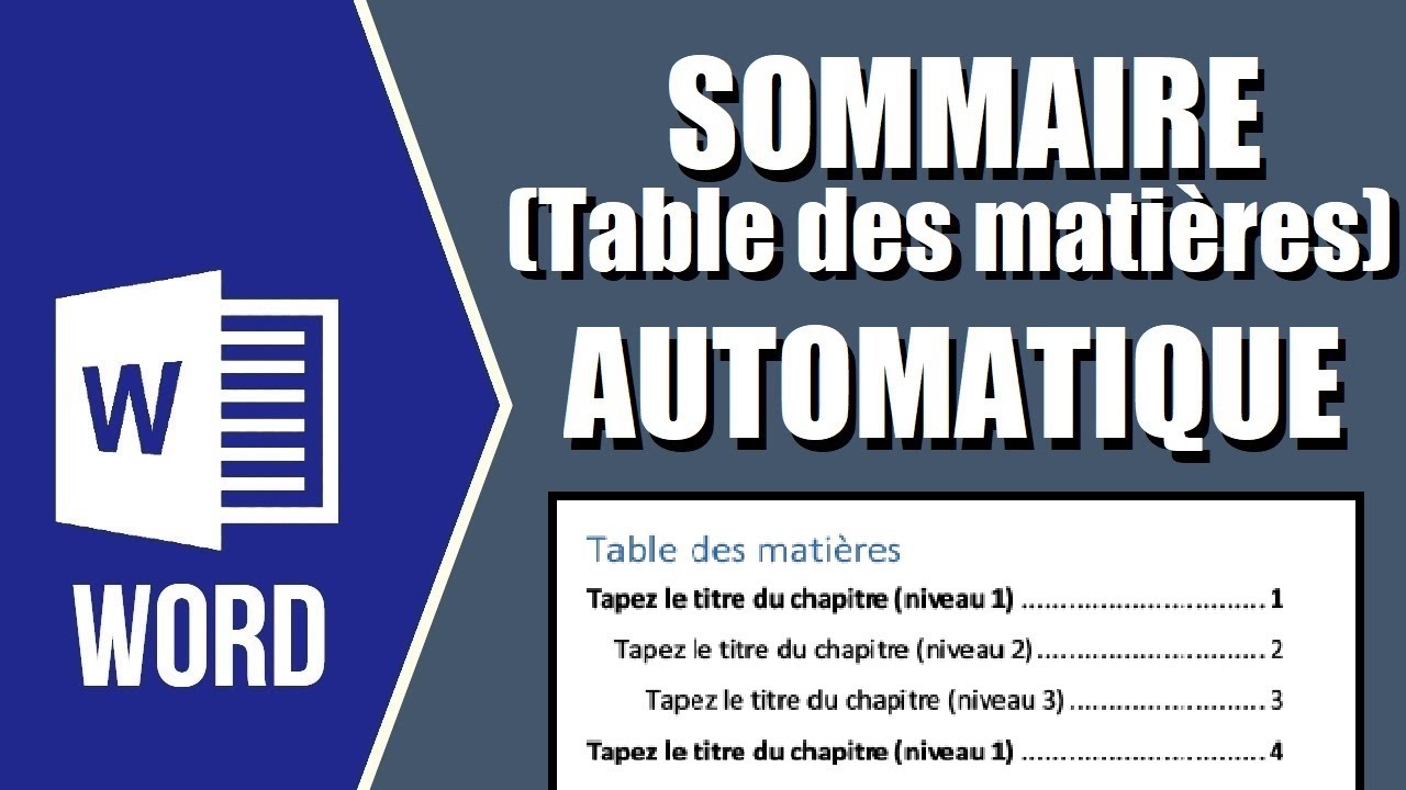 Céer un sommaire ou une Table des matières AUTOMATIQUE en 2 clics avec les styles dans Word