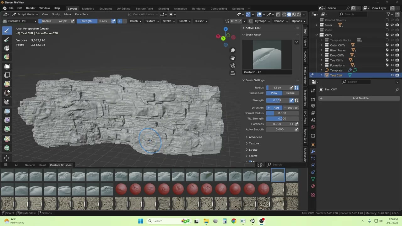 Step 2: Sculpting Cliffs with Brushes