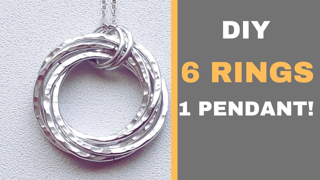 DIY Infinity Circle Wire Pendant | 6 Interlocking Hammered Rings | Easy Jewelry Making Tutorial 