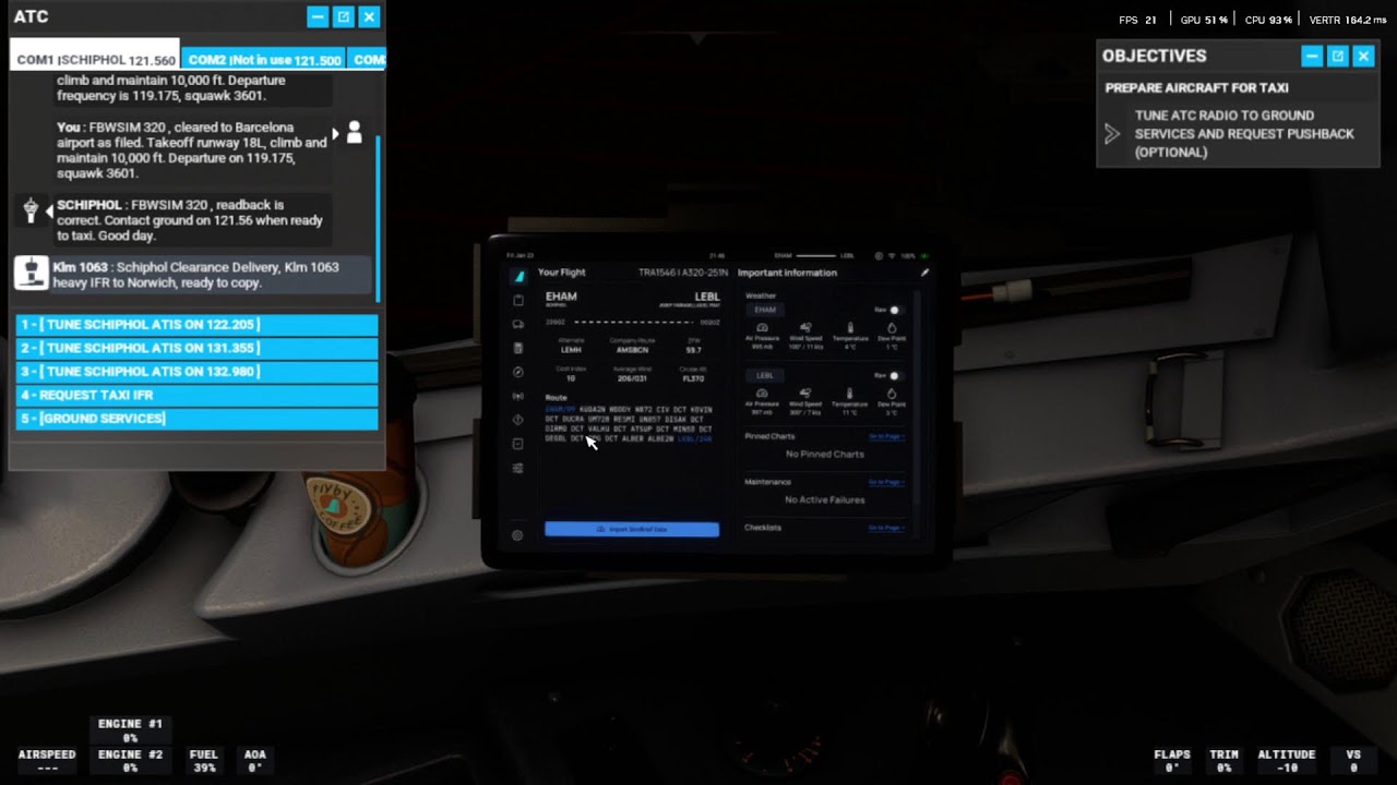 Flight Simulator Schiphol-Barcelona