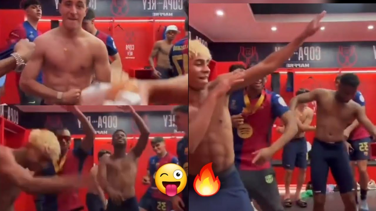 Barcelona crazy dance jubilations in dressing room after beating Real Madrid in Copa Del Rey
