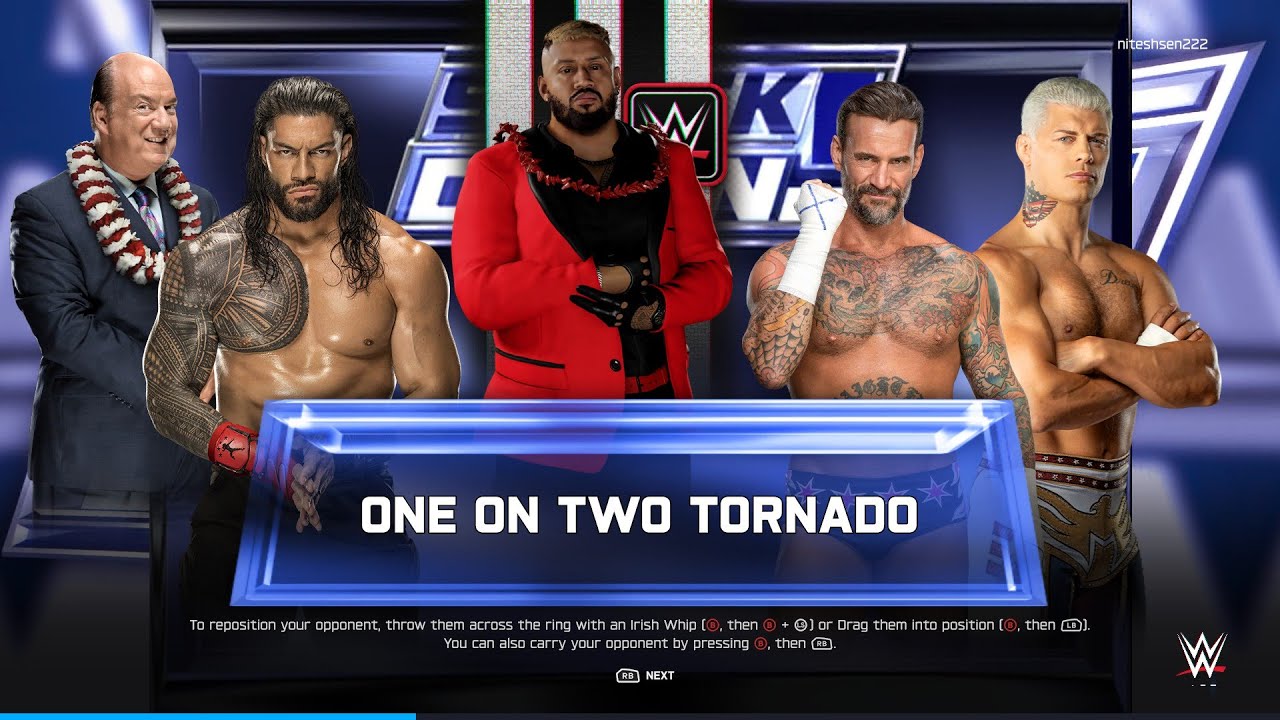 "Roman Reigns & Cody Rhodes vs CM Punk | One on Two Tornado Match 🔥"