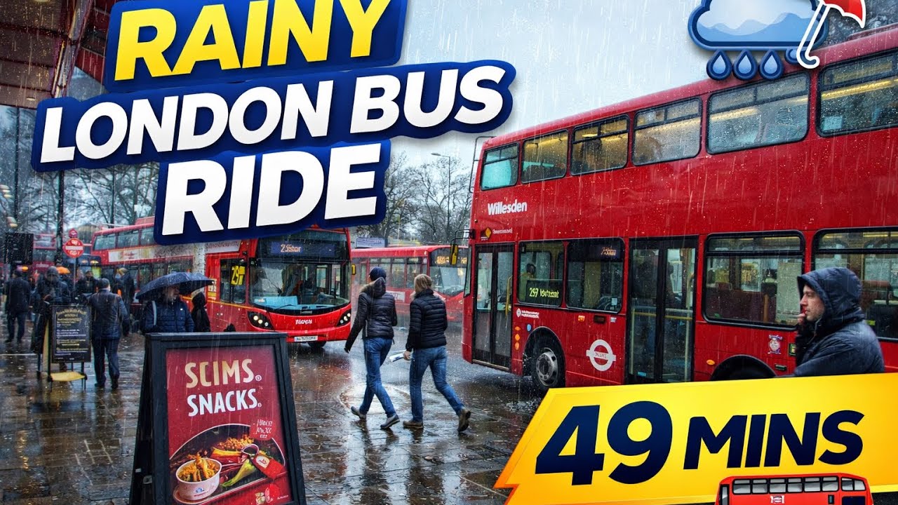 Rainy London Bus Ride 🌧️ | Route 297 | No Talking | 49 Minutes