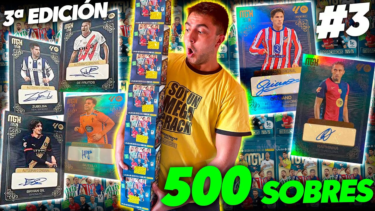 ABRO 500 SOBRES de 3&ordf; EDICI&Oacute;N MEGACRACKS 2025/26 EN BUSCA del NUEVO AUT&Oacute;GRAFO ORIGINAL