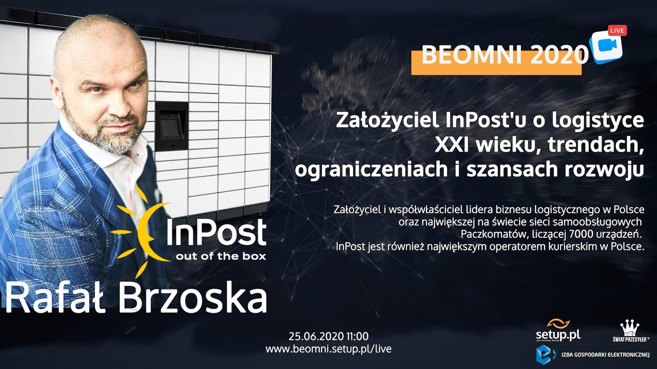 BEOMNI 2020 LIVE: Rafał Brzoska InPost | Logistyka XXI wieku w e-commerce: trendy, szanse i wyzwania