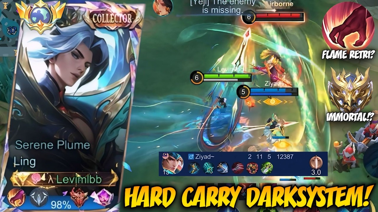 LING FASTHAND GAMEPLAY HARD CARRY DARKSYSTEM ZILONG IN IMMORTAL RANK | LING BEST BUILD & EMBLEM 2026
