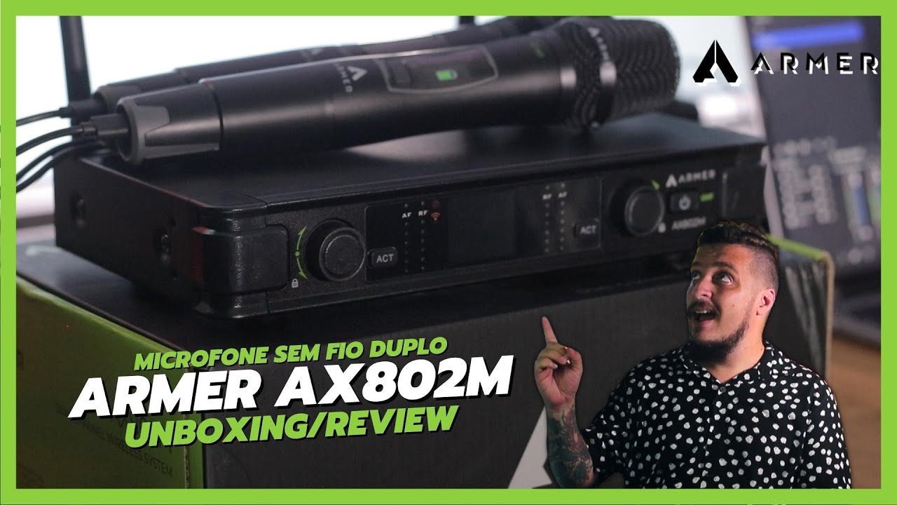 Armer AX802M - Microfone sem fio Duplo com Melhor Custo Benefício (Unboxing/Review)