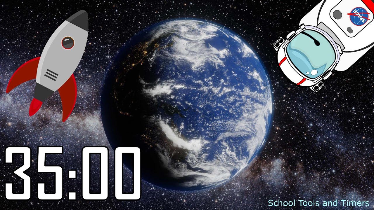 35 Minute  Rotating 🌎 Earth Countdown Timer - Float Through Space! 👨🏻&zwj;🚀