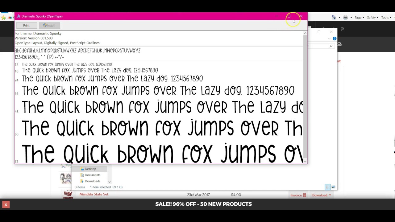 Installing fonts for Silhouette Cameo