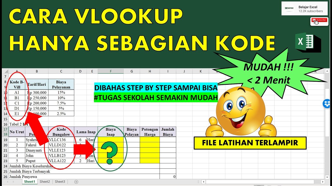 Cara VLOOKUP Hanya Sebagian Kode | VLOOKUP Kombinasi MID RIGHT LEFT