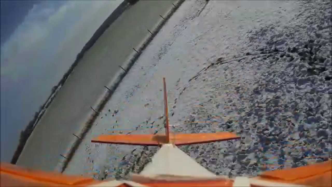 RC plane snow ski flying