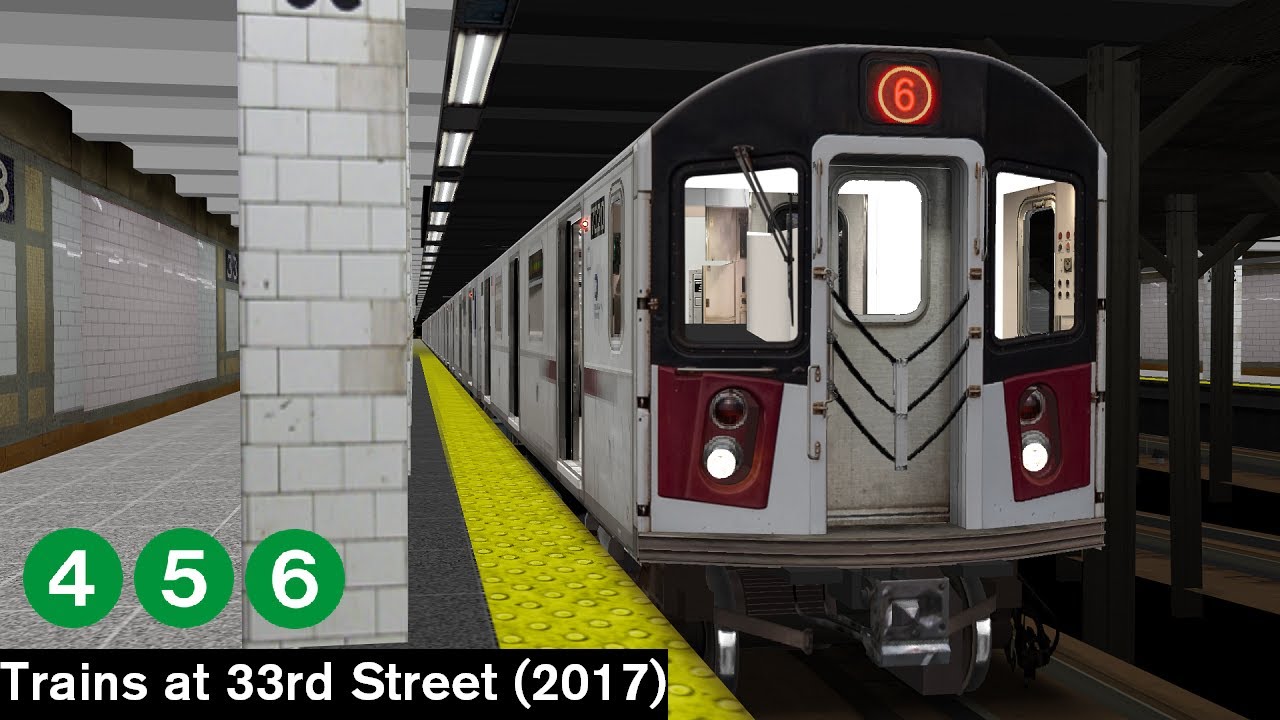 OpenBVE Virtual Railfanning: 4, 5 and 6 Trains at 33rd Street (2017)