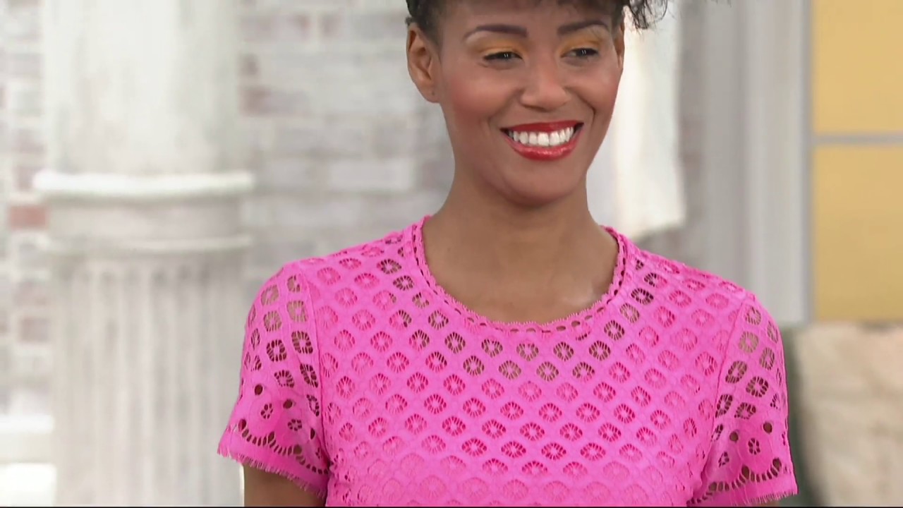 Isaac Mizrahi Live! Stretch Lace Short Sleeve Dress on QVC