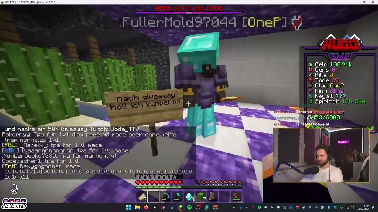 10.01.2026 - HugoSMP 🎁100K GIVEAWAY 🎁 - Teil 2