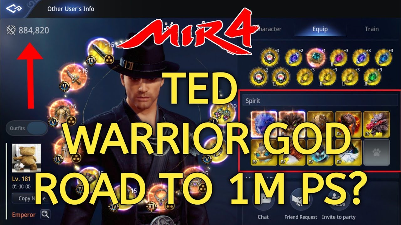 TED WARRIOR GOD TOUCHDOWN 900K PS! TOP 1 MIR4 GLOBAL ROAD TO 1M PS?