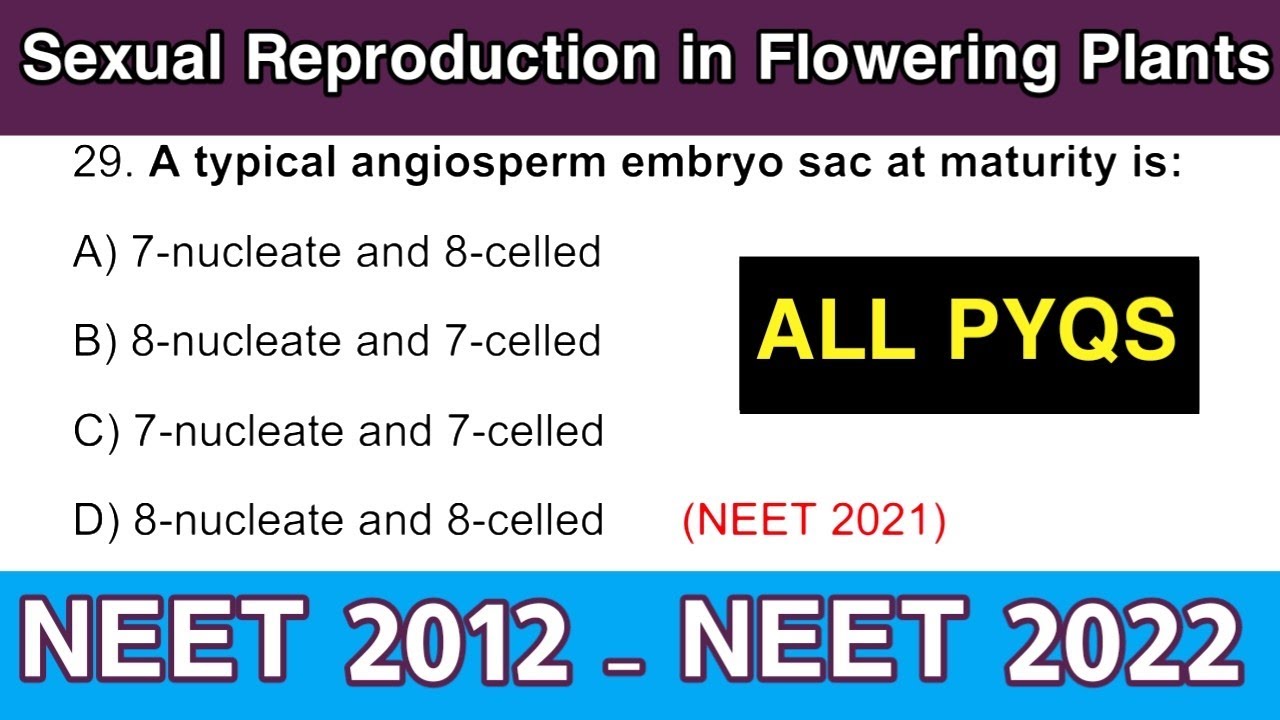 Sexual Reproduction in Flowering Plants Class 12 MCQ | Last 10 years PYQs|| NEET 2012 - NEET 2022