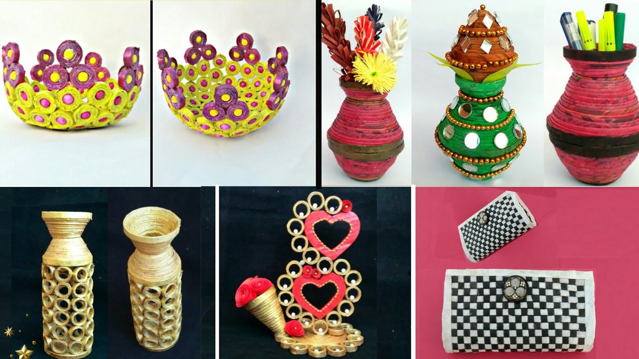 5 ideas of Newspaper craft | best out of waste craft idea | recycle newspaper | HMA##338
