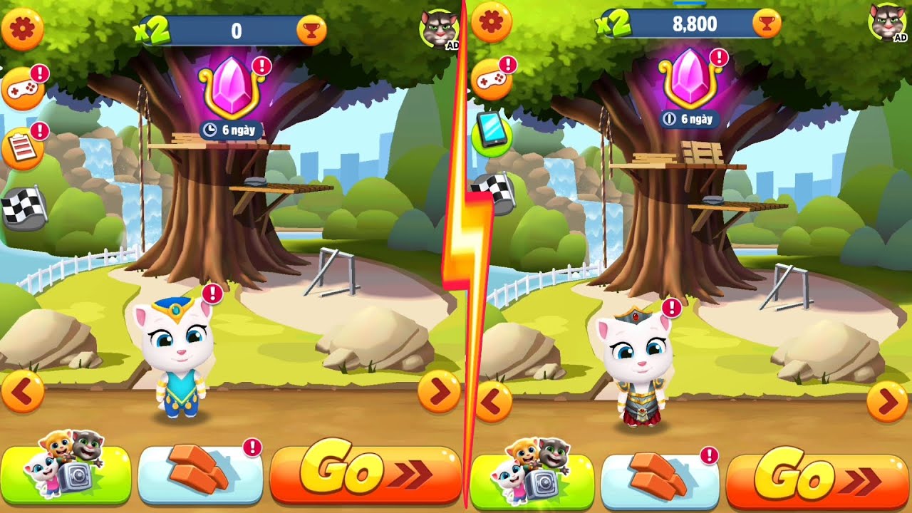 Talking Tom Gold Run Magic Wish - Genie vs Valkyrie Angela - Split Screen Game