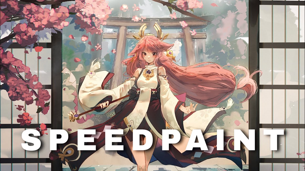 【Speedpaint】八重神子 🌸｜教你4步畫厚塗 & 人物華麗光影‼️