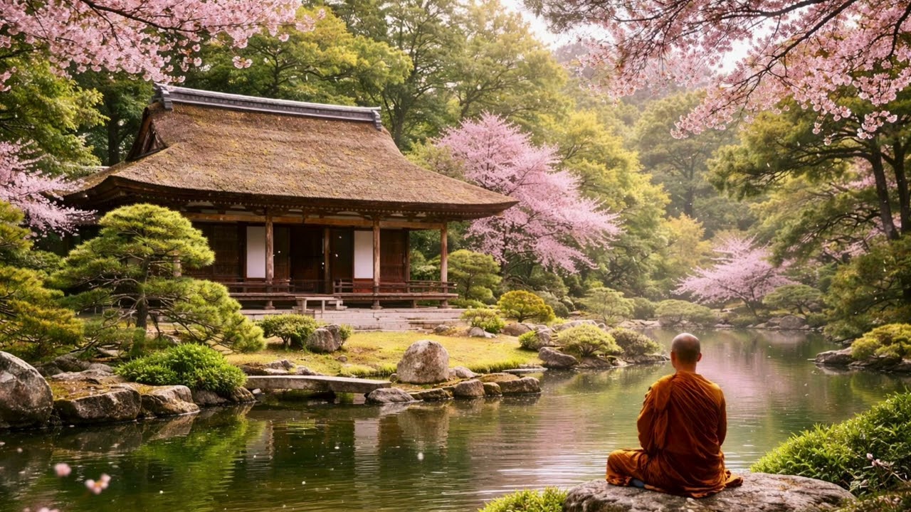 Still Water Within the Temple Garden (Japanese Zen Meditation)