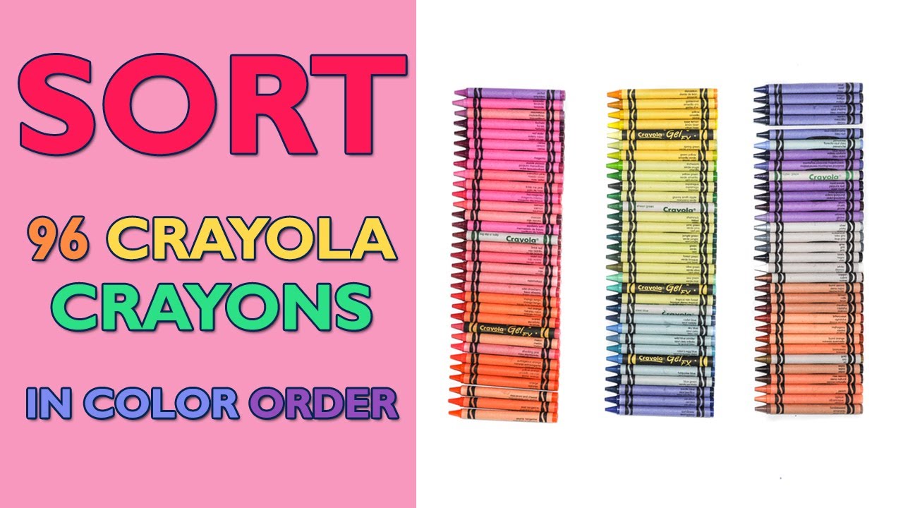 96 Crayons Color Order! Sort all the Crayola Crayons from the 96 Count Box.