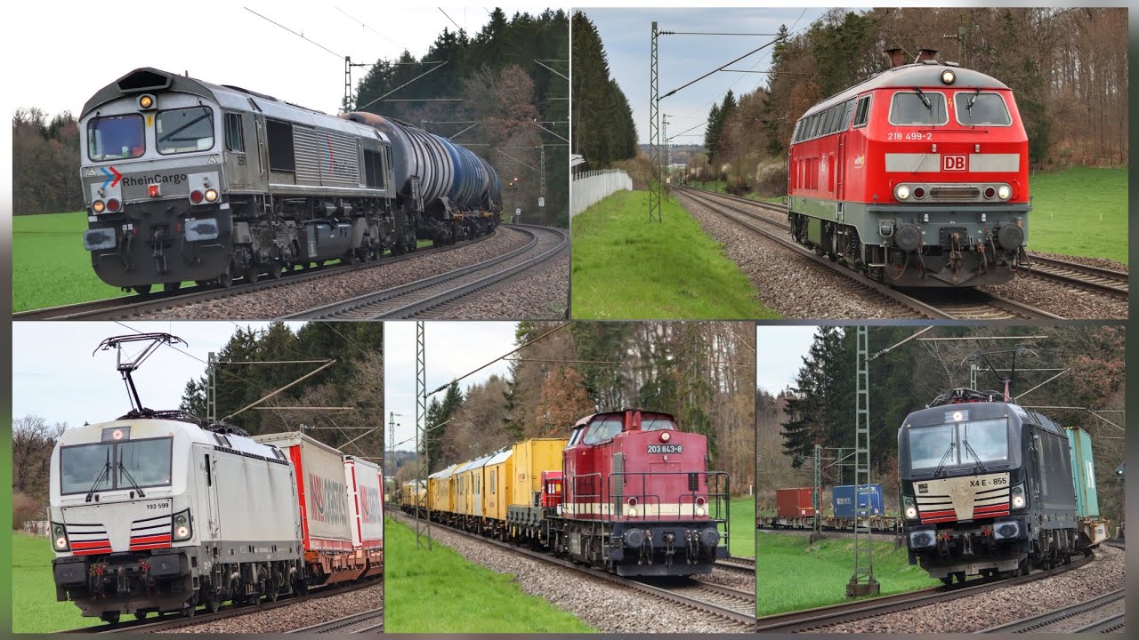 Zugverkehr im Filstal | 218 499, DR V100 mit Bauzug, Class 66 +185 und etliche KLV's!!!