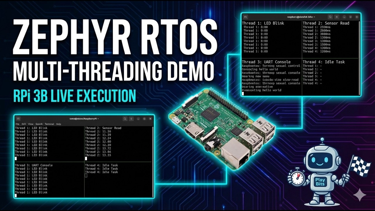 Zephyr!! RTOS on RPI 3B: Multithreading Demo
