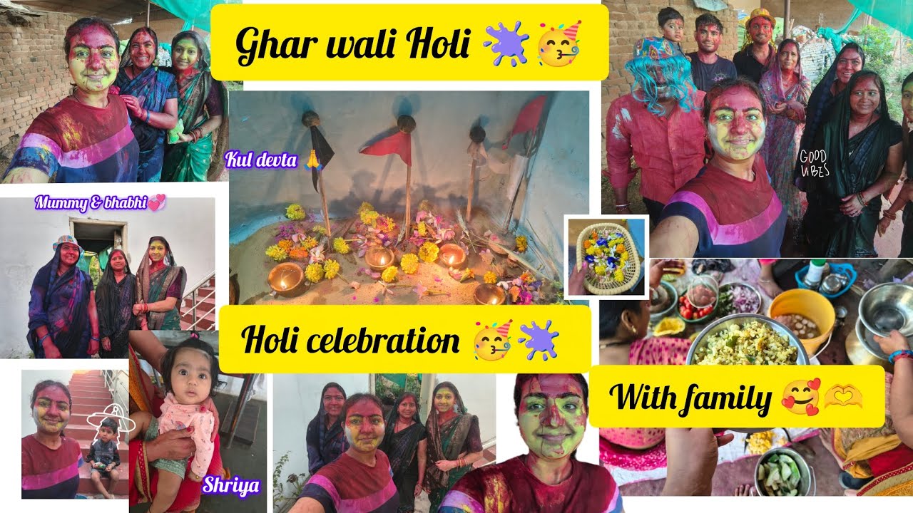 Ghar wali Holi🫟🥳#Nava khai🤤#holi celebration with family🫶#viralvlog#holivlog#family#explore#fullvlo 