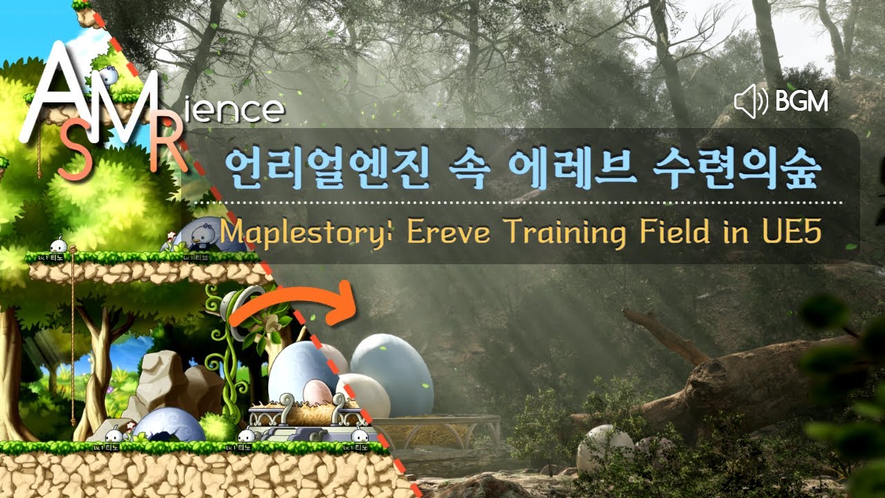 [메이플 ASMR]  언리얼 세계의 에레브 수련의 숲 Ereve Training Field in UE5 (공부, ASMR, , 언리얼엔진5, Unreal Engine 5)
