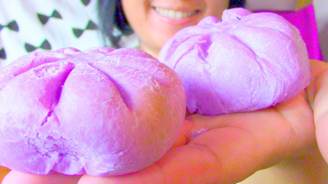 ASMR Eating Taro Filipino Dumpling Ube Siopao ScorpioAnnYT