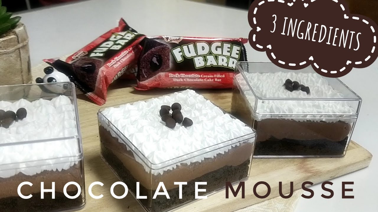 3 Ingredient Chocolate Mousse | Fudgee Bar Cake | No Bake, Easy Recipe