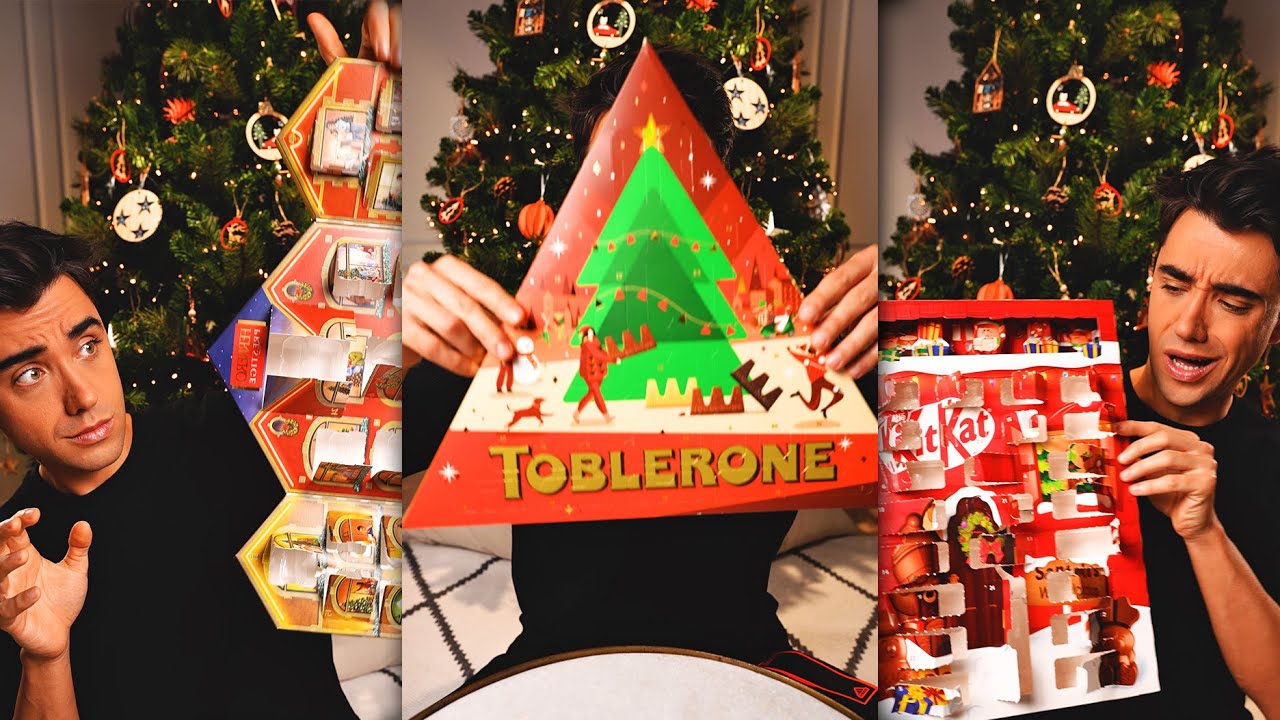 ASMR TOBLERONE CHOCOLATE ADVENT CALENDAR PARTY 먹방 MUKBANG EATING SOUNDS | McBang ASMR