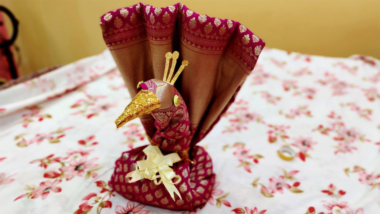 Wedding Tray Decoration II Peacock using saree II Saree packing Idea II Tatto Decoration II