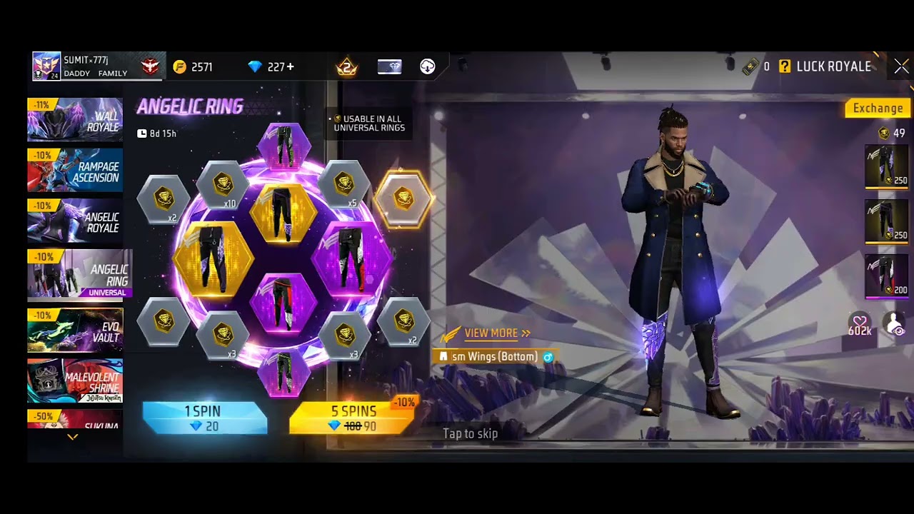Luck Royal angelic ring event spin Charon angelic paint Nikal Gaya 🥶