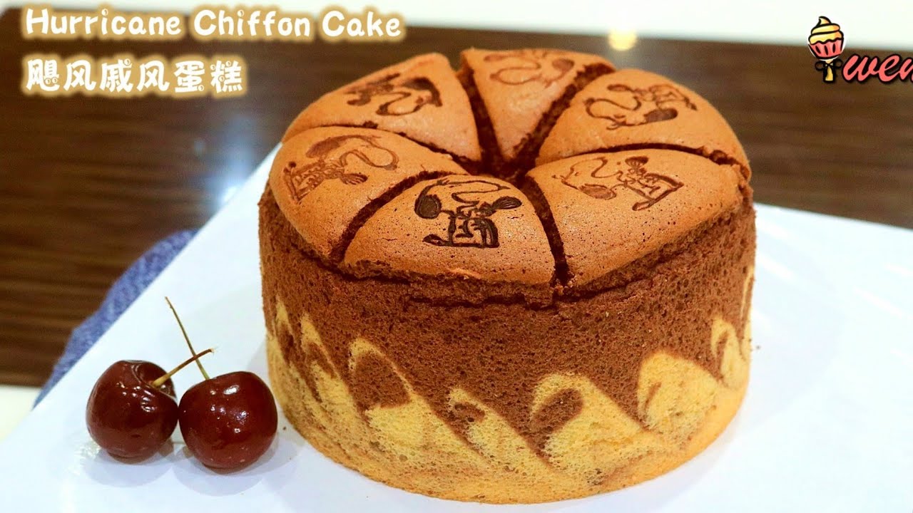 Hurricane Chiffon Cake Recipe双色飓风戚风蛋糕食谱,划线烙印戚风,双口味,蓬松暄软,Slit Hot Stamp Chiffon Cake,Soft Fluffy