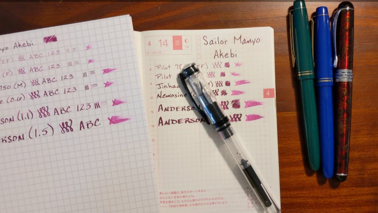 Sailor Manyo Akebi and Fountain Pens