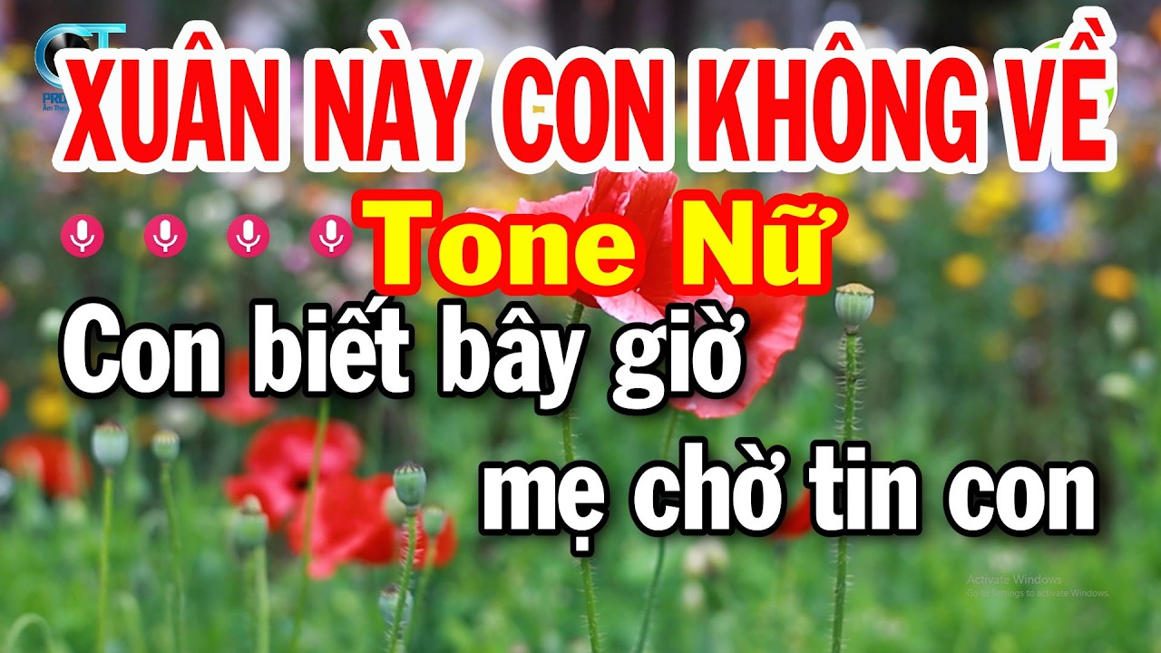 Karaoke Xuân Này Con Không Về Tone Nữ ( A# ) Nhạc Xuân Dễ Hát 2026 Nhất