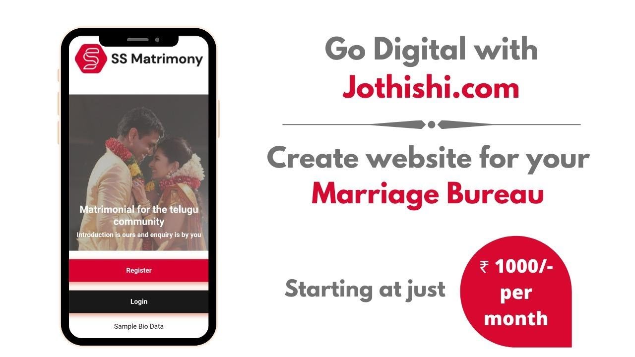 Create a website for your Matrimonial Bureau for Rs. 1000 / month.
