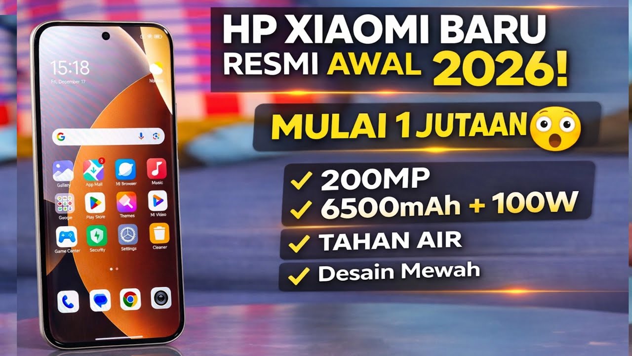 6HP Xiaomi Baru Resmi Indonesia Awal 2026!Mulai 1 Jutaan • Kamera 200MP • 6500mAh + 100W • Tahan Air