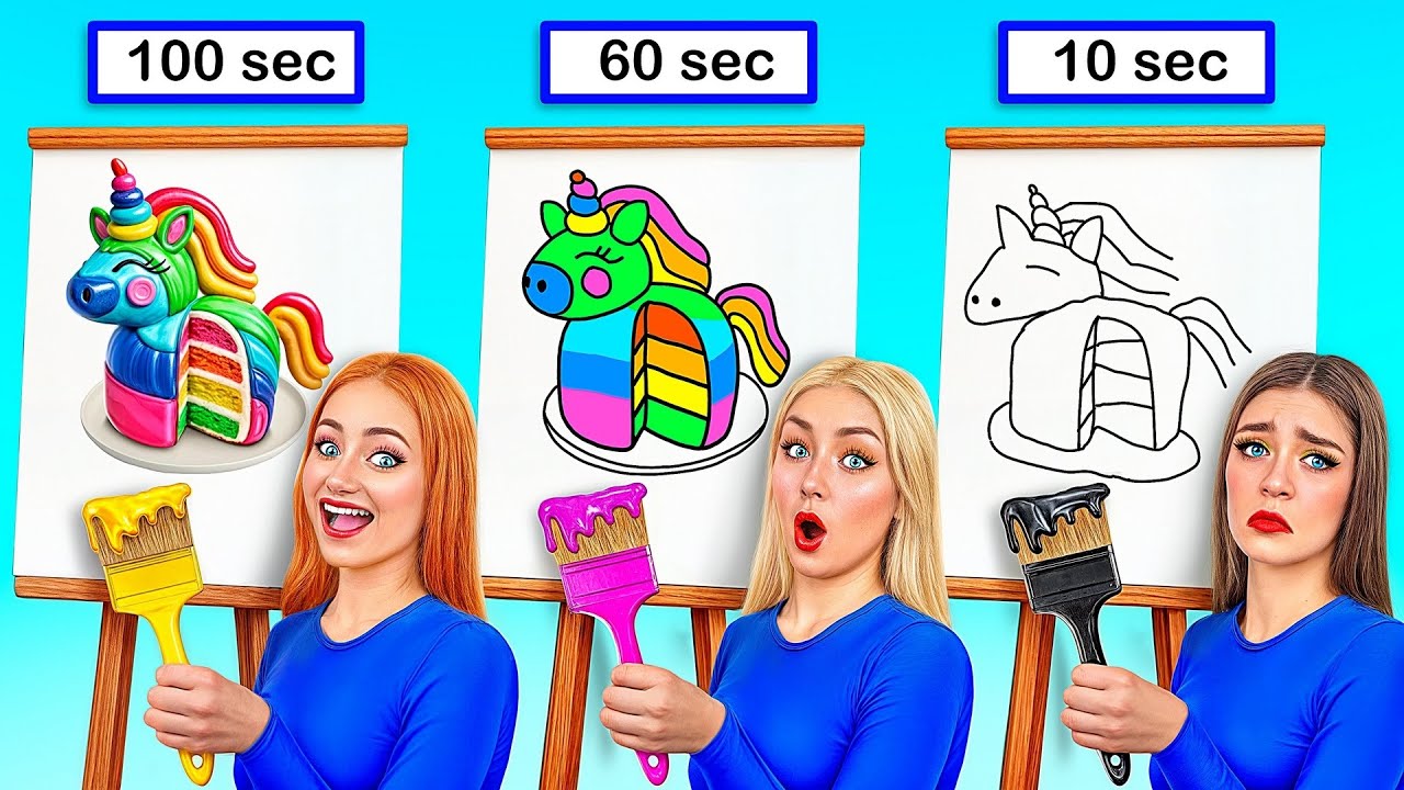 10 Секунд vs 60 Секунд vs 100 Секунд Челлендж Рисунков от Mega DO Challenge